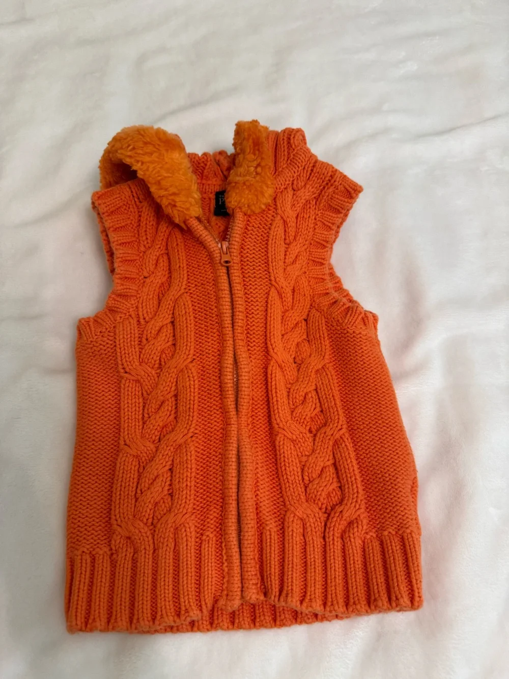 The Children's Place Orange Cable Knit Hooded Vest